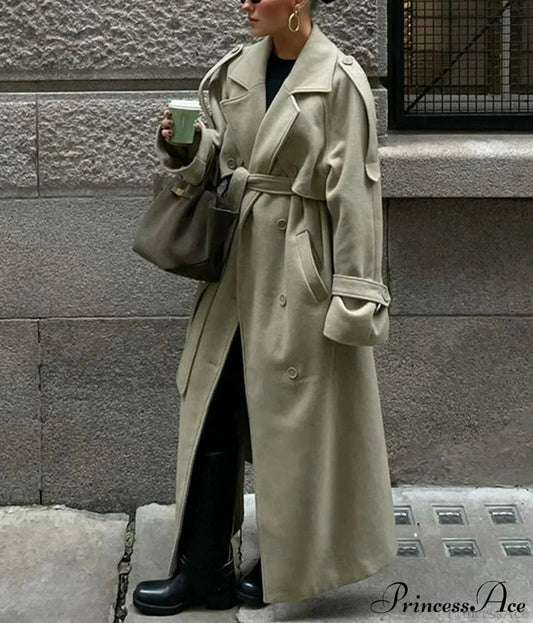 Double-Breasted Wool Belted Overcoat