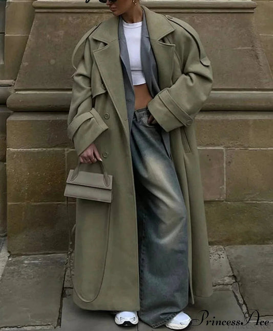 Double-Breasted Wool Belted Overcoat