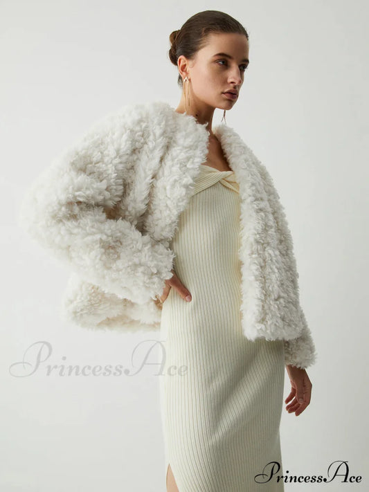 Double Pockets Graceful Fleece Jacket Beige / Xs Jackets