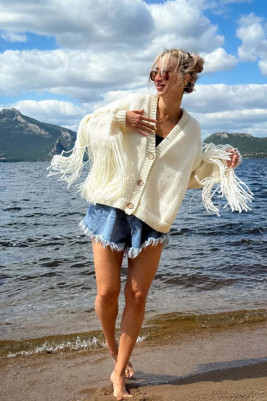 Duck Pattern Loose Knit Cardigan