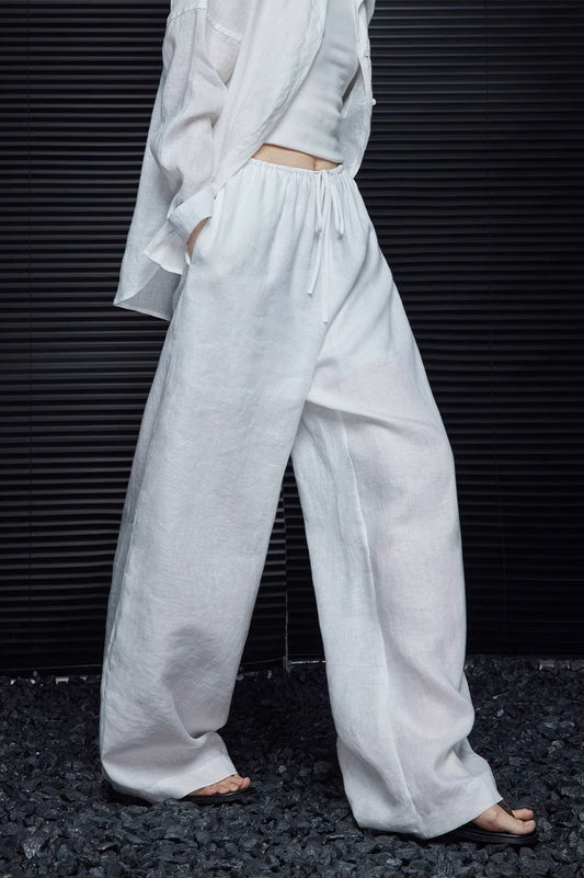 Elegant Cotton Linen Wide Leg Pant