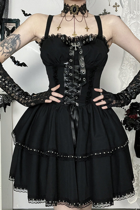 Strap Dress Cover Set Gothic Dress