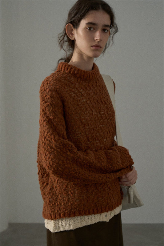Textured Breathable Bean Yarn Knit Sweater