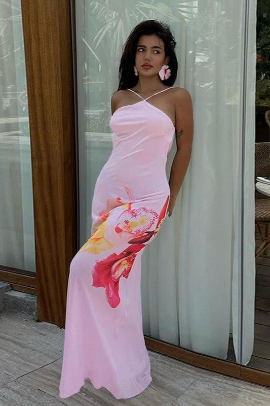 Sexy Halter Backless Slim Bodycon Maxi Dress