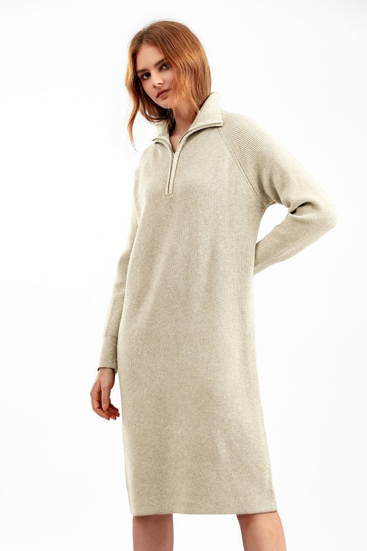 Zipper Pullover Sweater Dress