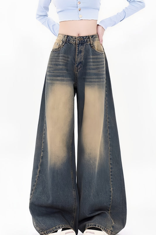 Retro Faded Wide Leg Jeans