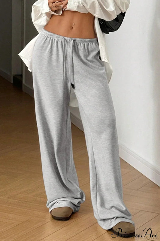 Elastic Waist Drawstring Wide Leg Pants