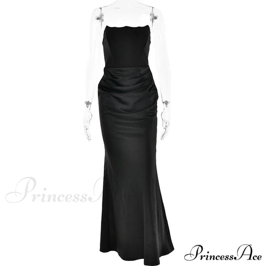 Elegant Corset Strap Neck Backless Maxi Red Christmas Party Dress