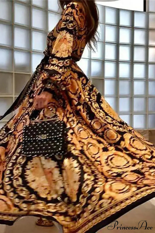 Elegant Ethnic Boho Print Maxi Dress