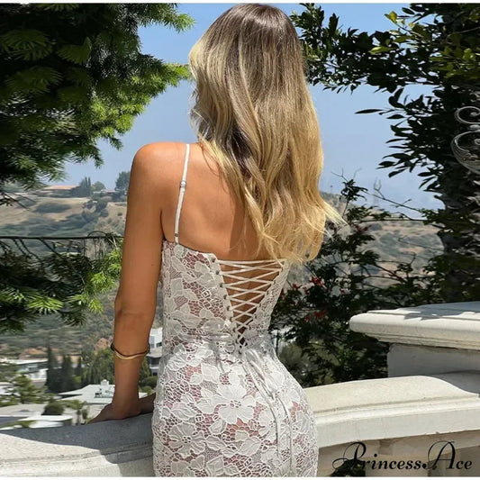 Elegant Lace Mesh Sheer Party Dress