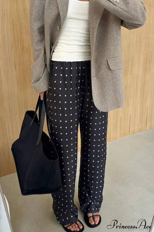 Elegant Polka Dot Straight Leg Pants