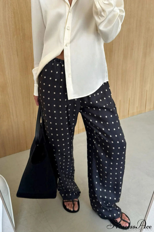 Elegant Polka Dot Straight Leg Pants