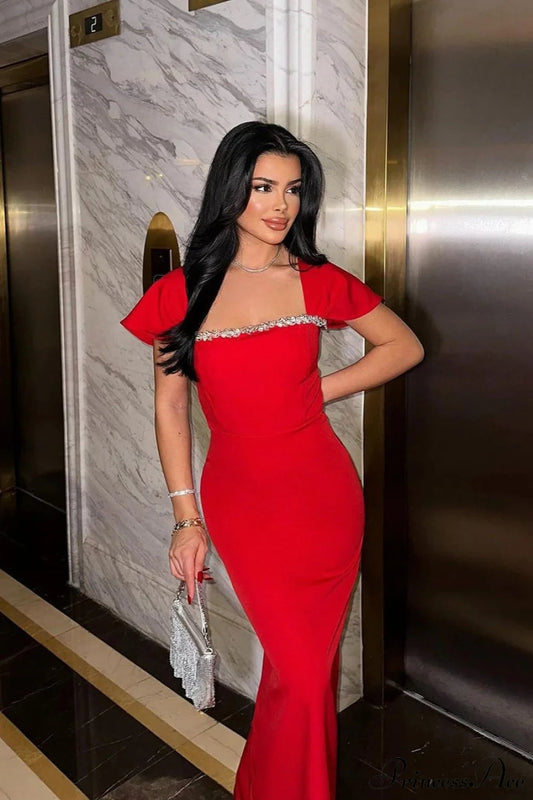 Elegant Rhinestone Strappy Party Dress