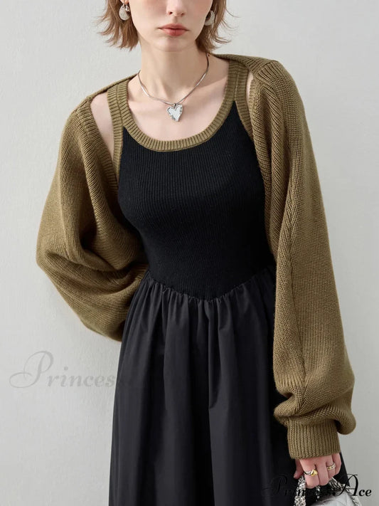 Essential Two Piece Trendy Bolero Long Sweater Dress Black / S Sweaters-L