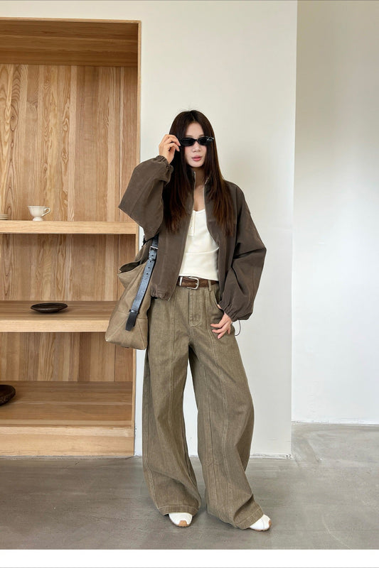 Vintage Wide-Leg Tapered Pants