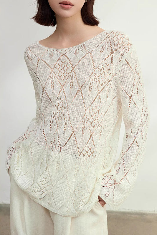 Jacquard Knit Diamond Pattern Bloshope