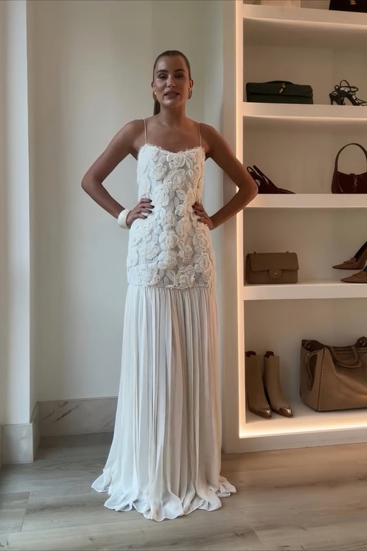 Rose Appliqu鑼?Ruffle Cami Maxi Dress