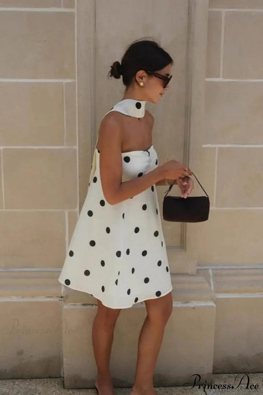 Fashionable Polka Dot Strapless Mini Dress