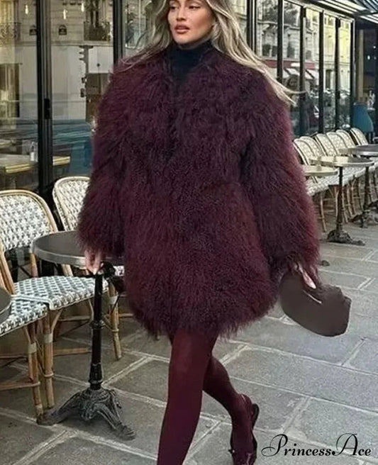 Faux Fur Loose Long Sleeve Coat