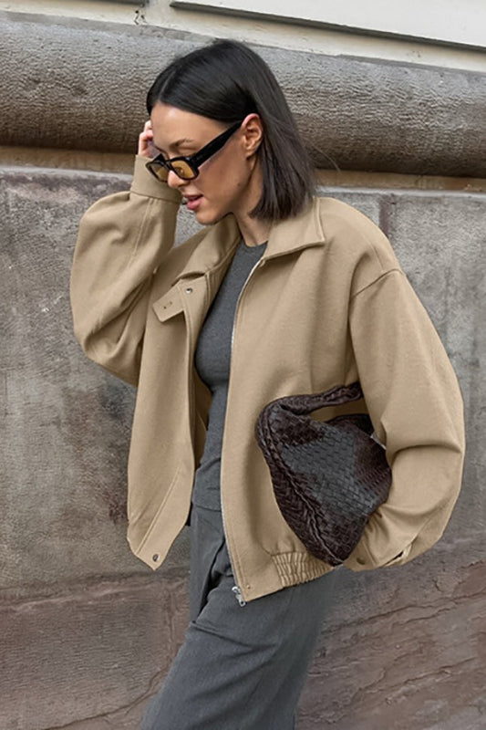 Thick Wool Blend Collared Loose Commuter Jacket