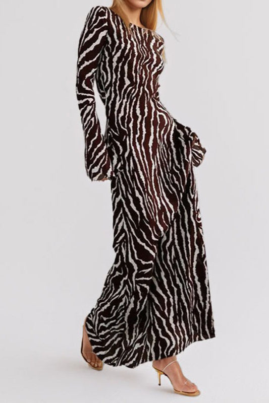 Bohemian Floral Print Long Sleeve Maxi Dress