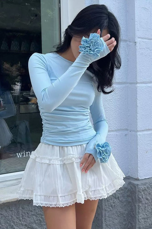 3D Floral Slim-Fit Long Sleeve Bloshope