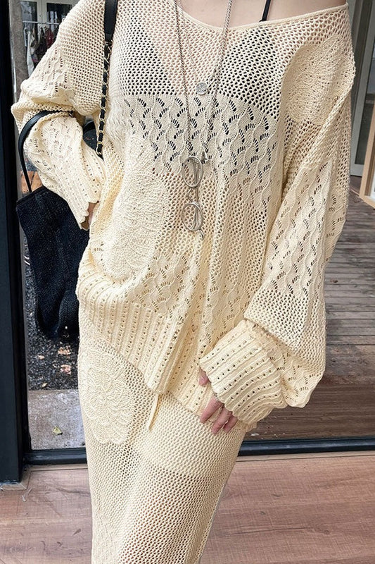 Cotton Embroidered Hollow Knit Bloshope