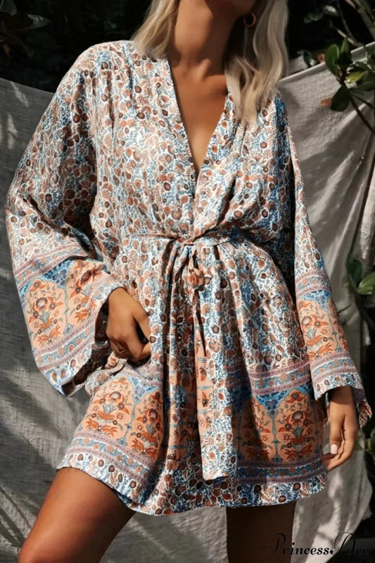 Floral Sashes Boho Kimono Bikini Cover-up