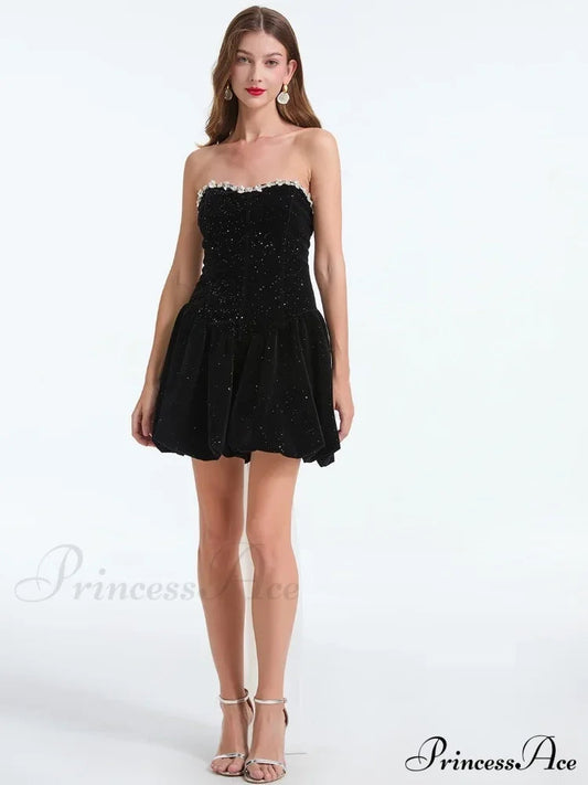 French Bow Strapless Party Dress