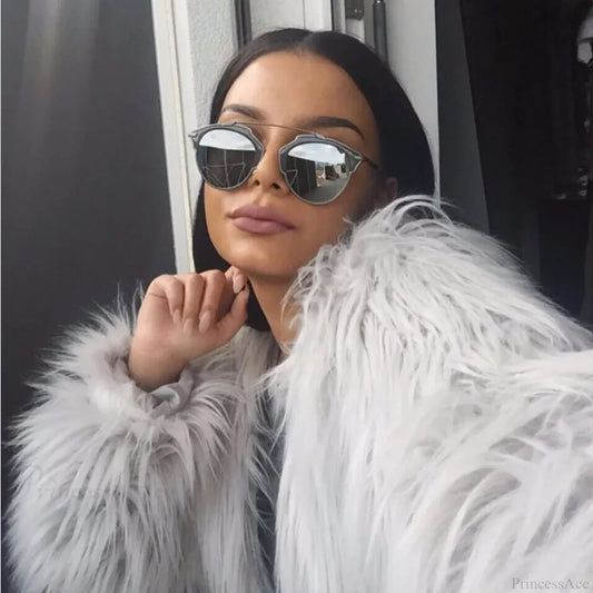 Fuzzy Thick Warm Fluffy Coat WHITE / S