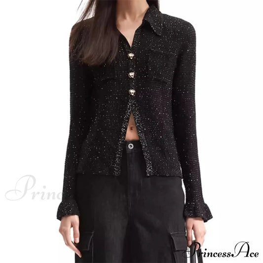 Glitter Blended Slim Fit Knit Cardigan