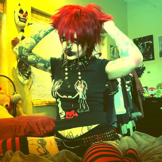 Gothic Printed Cropped Vintage T-shirt