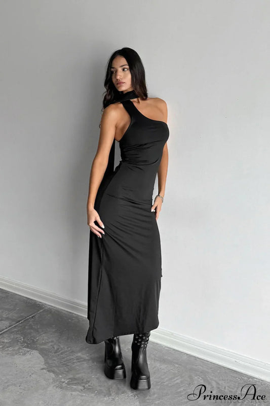 Halter Ruched Bodycon Elegant Maxi Dress