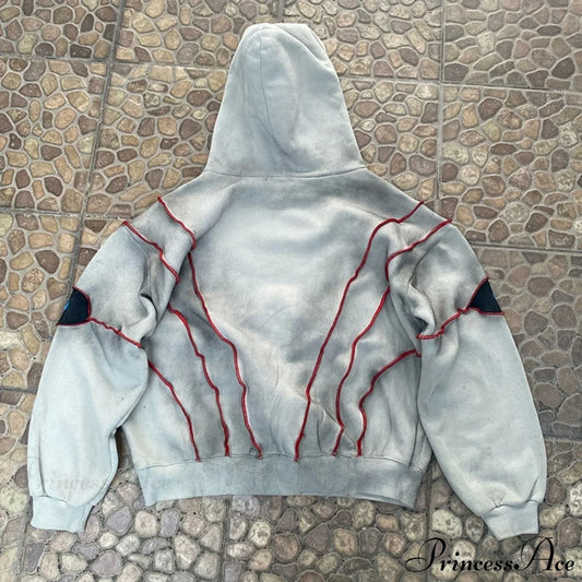 Hip-Hop Topstitch Eye Applique Hoodie