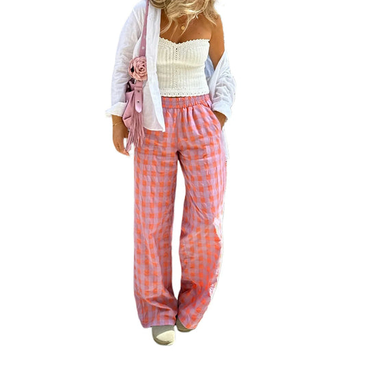 Vintage Plaid Loose Wide Leg Boho Palazzo Pant
