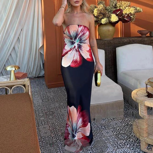 Y2K Floral Tube Strapless Backless Sundress