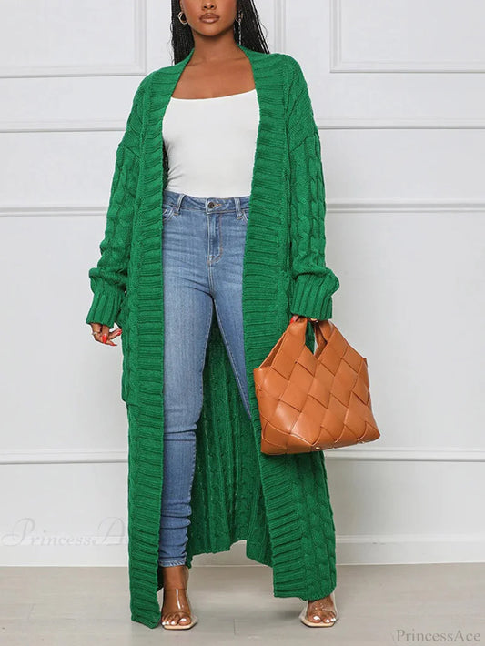 Knitted Solid Graceful Open Front Cardigan