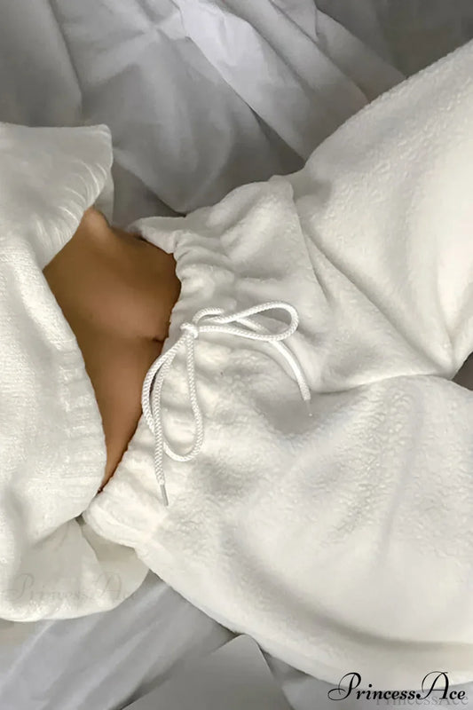 Lamb Fleece Casual Tie Waist Sports Pants