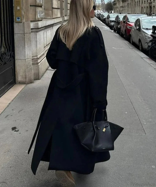 Lamb Wool Patchwork Leather Belted Overcoat