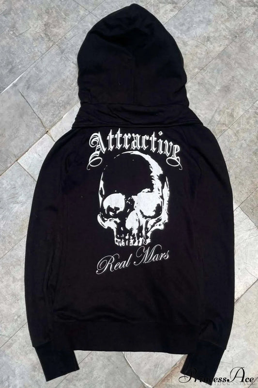 Leopard Print Streetwear Slim Asym Zip Hoodie