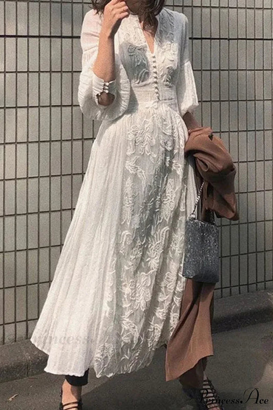 Long Sleeve Oversized Floral Ethnic Boho Dress