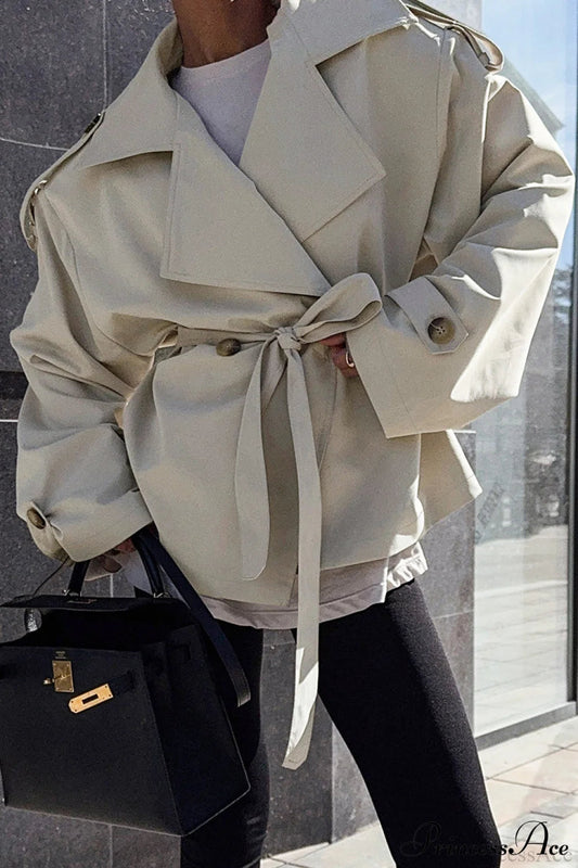 Loose Belted Long Sleeve Trench Coat