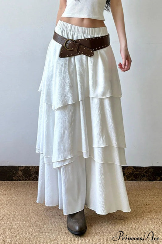 Low Waist Asymmetrical Maxi Skirt