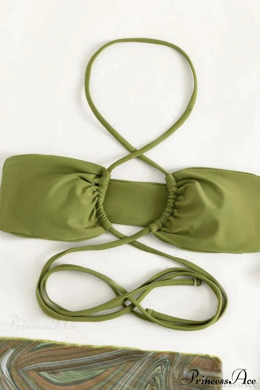 Mesh Drawstring 3 Piece Bikini Set