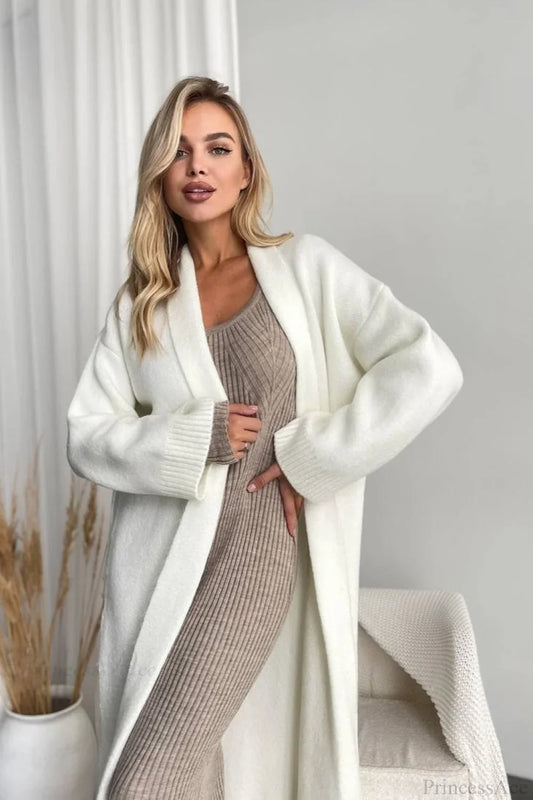Minimalist Elegant Collarless Cardigan-Inspired Overcoat