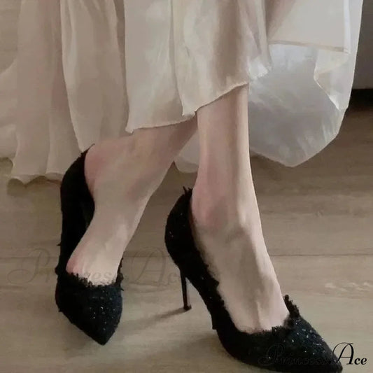 New Solid Color Pointed Toe Elegant Slip-on Stiletto Shoes High Heel