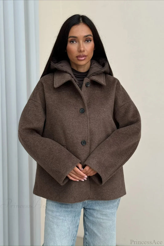 Notch Lapel Relaxed Fit Wool Blend Coat