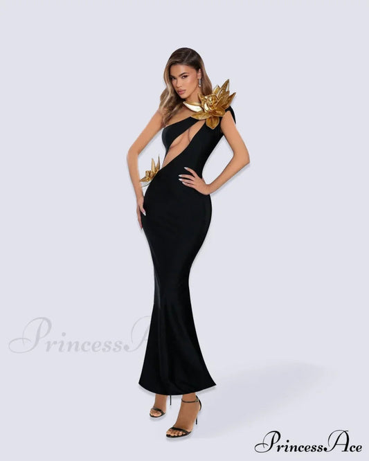 One-Shoulder Hollow Out Bodycon Party Dress