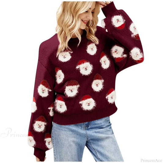 Pink Sequin Long Sleeve Vintage Blouse Ugly Santa Claus Hoodie Christmas Sweater Wine / S Sweaters-L
