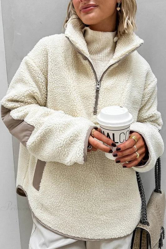 Plush Fleece Stand Collar Loose Sweatshirts